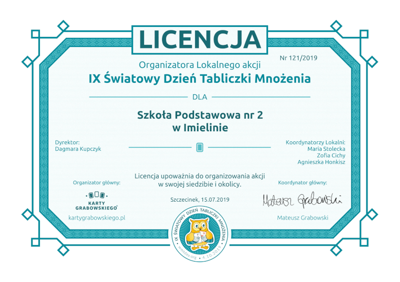 Licenicja IX Światowy Dzień Tabliczk Mnożenia